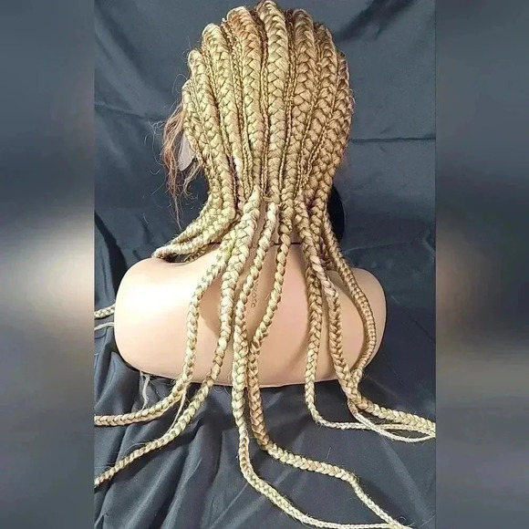 Braided wigs 100% handmade, long braids, blond wig stunning feeding cornrows,NWT - Picture 3 of 16